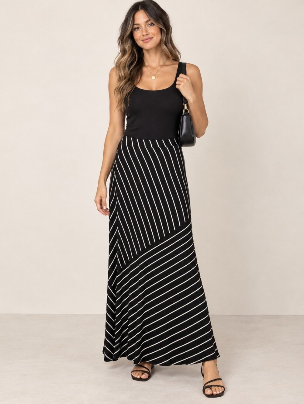❤️ MATTY M STRIPED JERSEY MAXI SKIRT, XS